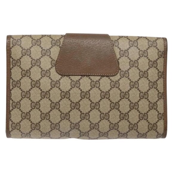 GUCCI GG Supreme Web Sherry Line Clutch Bag PVC Beige Gold 89 01 030 Auth 141030 - Picture 2 of 16